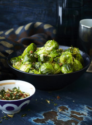 Roasted Brussels Sprouts, Mustard Dressing and Almond Gremolata