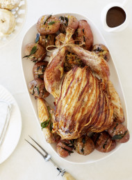 Roast Turkey with Rice, Leek and Pistachio Stuffing