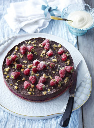 Chocolate, Hazelnut and Fresh Raspberry Tart 