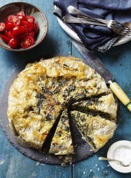 Mixed Greens and Two Cheese Tart