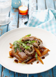 Roasted Loin of Lamb with Orange and Cumin Glazed Carrots