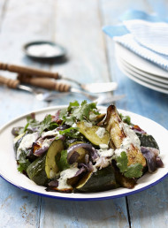 Eggplant and Zucchini Salad with Coriander and Yoghurt Dressing