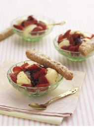 Spiced Strawberries, Ice Cream and Coconut Shortbread