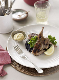 Quail and Mushrooms with Rosemary Aioli
