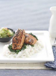 Soy and Sweet Chilli Salmon with Cucumber Salad