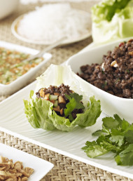 Satay Beef, Glass Noodles and Lettuce Rolls