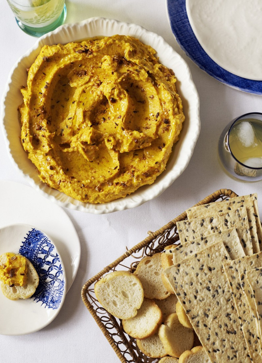 Roasted Pumpkin Hummus with Tahini and Dukkah