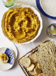 Roasted Pumpkin Hummus with Tahini and Dukkah