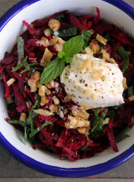 Raw Beetroot, Walnut and Mint Salad with Cumin Labne