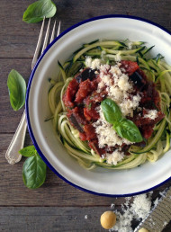 Slow Braised Red Wine Eggplant with Zucchini 'Spaghetti'