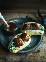 Meatball Subs with Smoky Barbecue Sauce