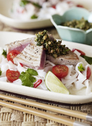 Tuna and Noodle Salad with Coriander and Cashew Nut Relish