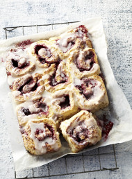Quick Raspberry Swirls with Vanilla Glaze