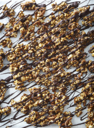 Pretzel and Popcorn Caramel Clusters