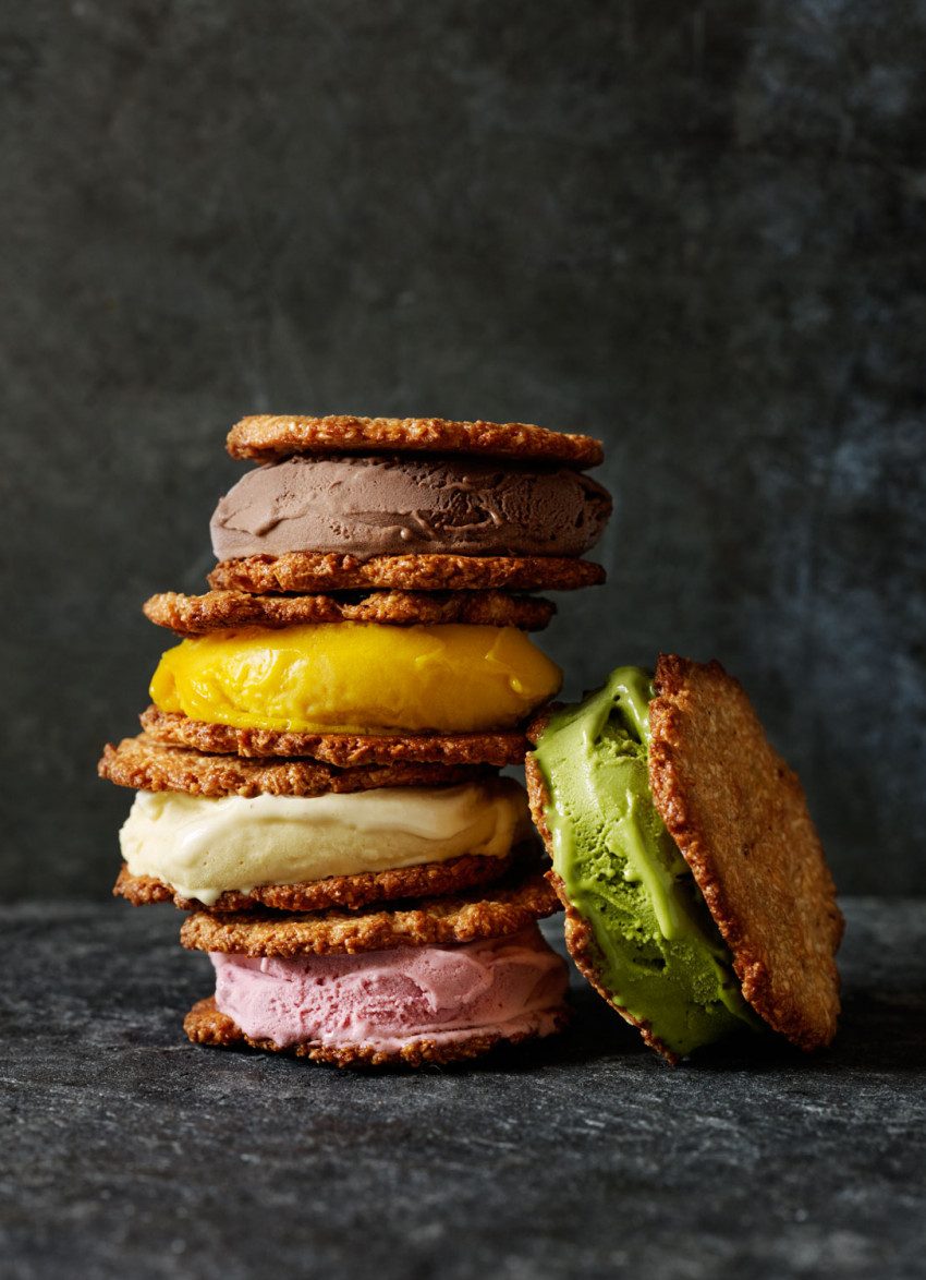 Hazelnut and Coconut Macaroon Ice Cream Sandwiches