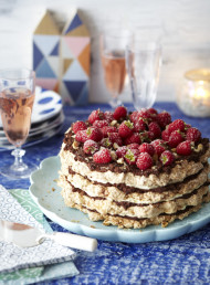 Hazelnut, Chocolate and Raspberry Macaroon Torte