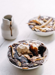 Dark Chocolate, Pear and Almond Pudding