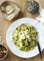 Orecchiette with Pea, Roasted Almond and Broccoli Pesto