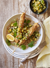 Fish Kebabs with Pineapple and Lime Salsa