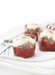 Rhubarb and Raspberries with Nut Crumble and Yoghurt