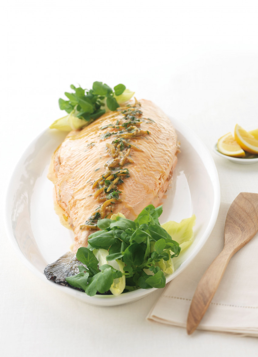 Baked Salmon with Preserved Lemon Dressing