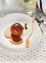 Roasted Nectarines with Orange Caramel Sauce and Palmiers