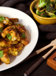 Asian Chicken Wings, Ginger Rice and Broccoli with Black Bean Sauce