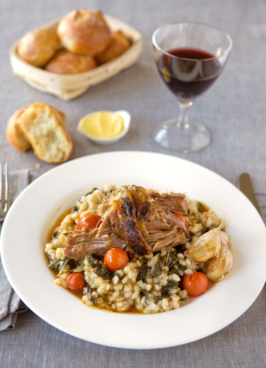 Provenal Lamb with Pearl Barley and Silverbeet Pilaf