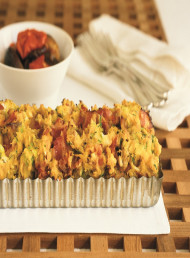 Artichoke, Bacon and Kumara Galette with Roasted Onion and Tomato Relish