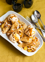 Banana Rum Crêpes with Rum Caramel Ice Cream