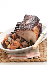 Brined Rack of Pork with Roasted Apple Sauce