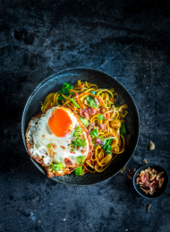 Chicken Mee Goreng with Crispy Fried Eggs