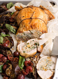 Stuffed Chicken with Eggplant Salad