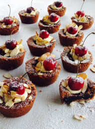 Chocolate Fudge Tarts with Fresh Cherries