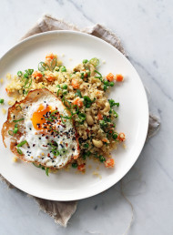 Cauliflower Fried 'Rice' with Crispy Fried Eggs
