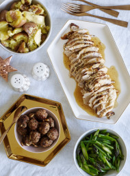 Turkey Breasts with Pine Nut, Preserved Lemon and Fresh Herb Stuffing Balls