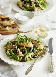 Herbed Chicken Thighs on Raw Zucchini Noodles