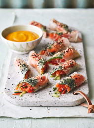 Raw Salmon Fresh Spring Rolls