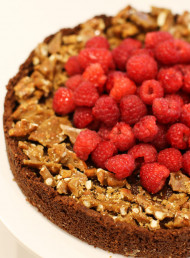 Double Chocolate Fudge Tart with Salted Caramel Pretzel Crumbs