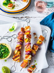 Halloumi and Nectarine Skewers