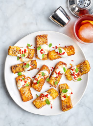 Haloumi Dukkah Fries with Yoghurt and Pomegranate Molasses 