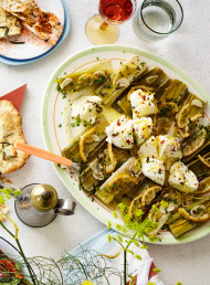 Braised Leeks with Lemon and Mozzarella 