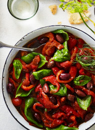 Roasted Capsicum, Basil and Black Olive Salad