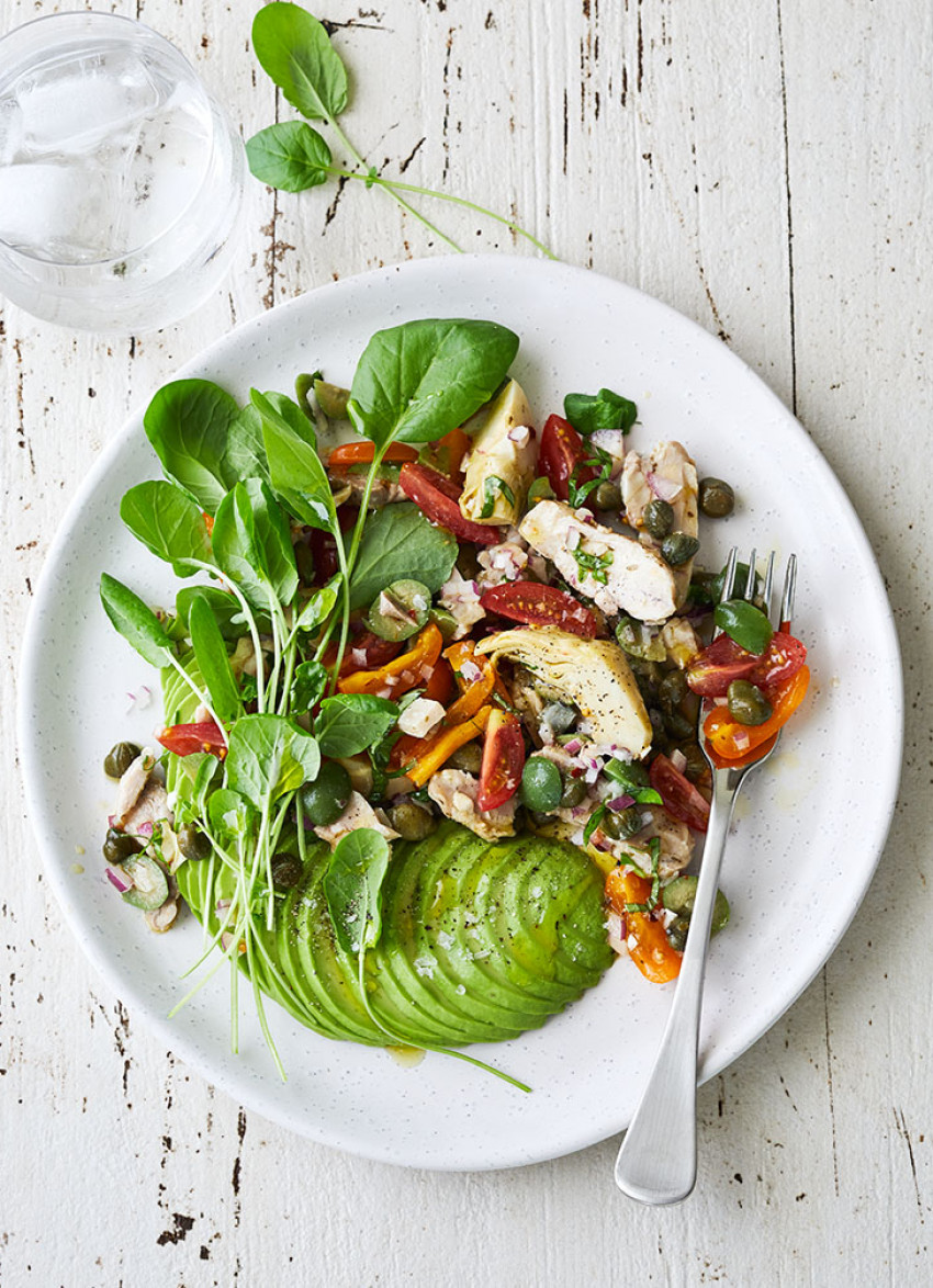 Chicken, Basil and Avocado Salad
