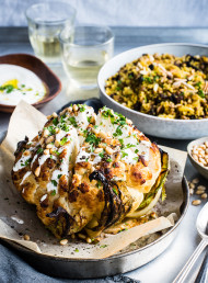 Roasted Cauliflower with Quinoa and Lentil Pilaf