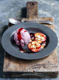 Roast Plums with No-Churn Plum Ice Cream