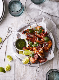 Spanish Prawns and Chorizo with Green Sauce