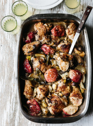 Roast Chicken, Apples, Tarragon and Crème Fraiche