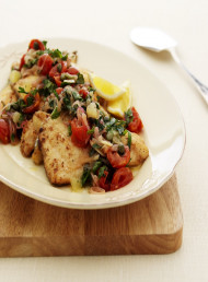 Pan-fried Fish with Lemon, Capers and Tomato