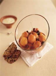 Poached Fruit with Thick Yoghurt, Honey and Toasted Fruit Bread